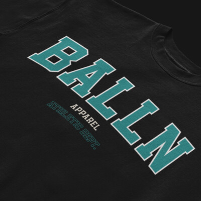 BALLN ATHLETIC DEPT - BLACK & TEAL - KIDS Thumbnail